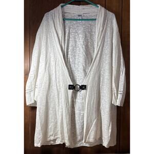 Monroe And Main Long Cardigan Size 3XL White Linen And Cotton V4